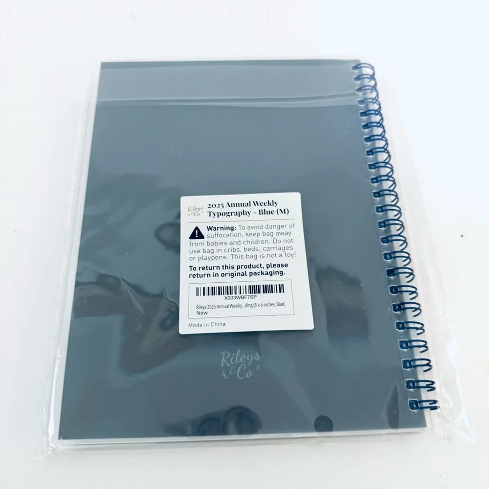2025 Weekly Planner Annual & Monthly Planner Flexible Cover, Note  Pages, Blue